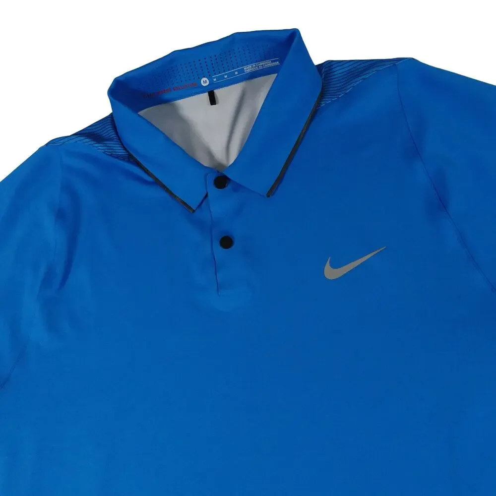 Tiger Woods Nike Performance Vented Striped Back Golf Polo Men's Medium